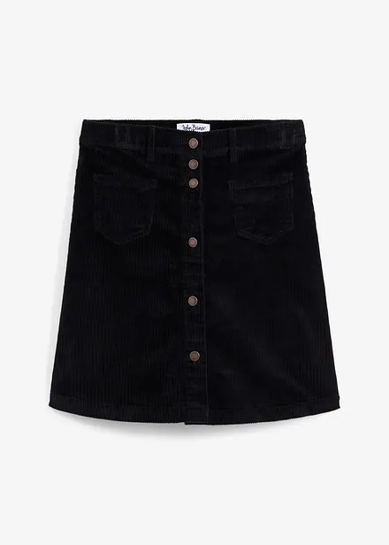Jupe boutonnée en velours côtelé extensible