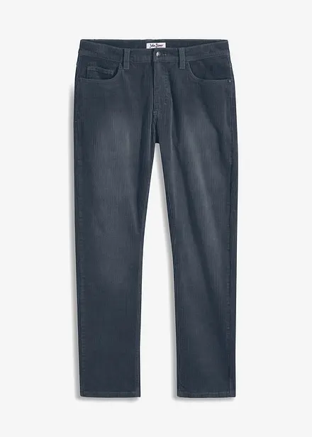 Pantalon droit en velours côtelé extensible aspect délavé, regular