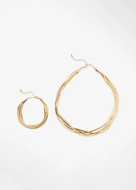 Collier ras-de-cou et bracelet (ens. 2 pces) en laiton
