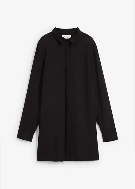 Chemisier long en viscose fluide, fendu sur les côtés