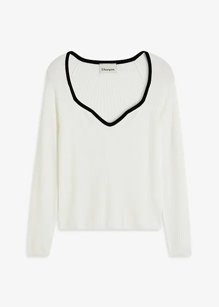 Pull en fine maille à passepoil contrastant