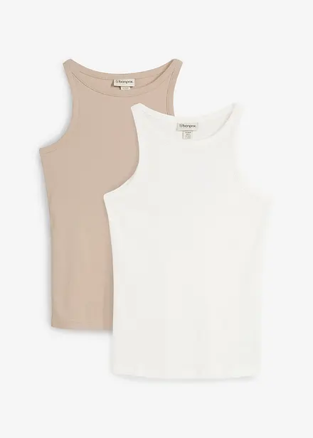 Lot de 2 tops côtelés 100% coton