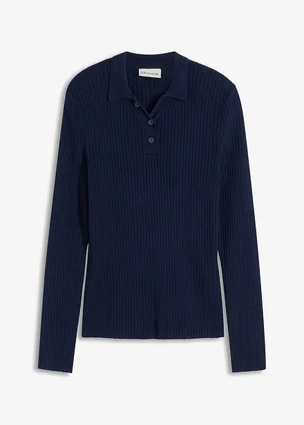 Polo en maille côtelée, viscose majoritaire