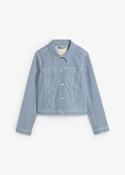 Veste en jean rayée, raccourcie