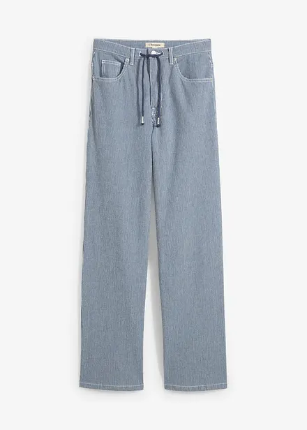 Jean droit rayé, taille haute, loose