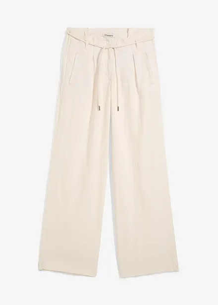 Pantalon paper bag en lin mélangé léger