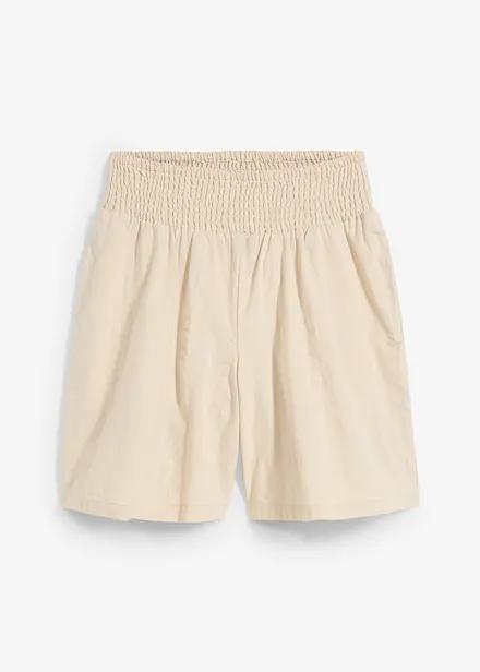 Short taille élastiquée en seersucker coton