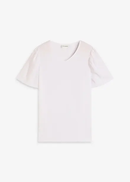 T-shirt en crêpe texturé à manches papillon