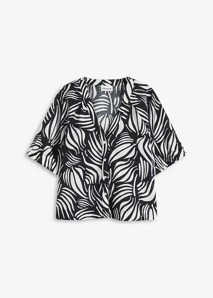 Chemisier manches courtes aspect lin