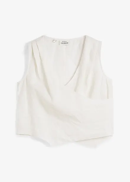 Blouse sans manches 100 % lin à encolure croisée