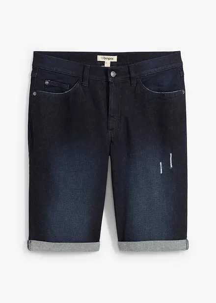 Bermuda en jean extensible, base retroussée, regular