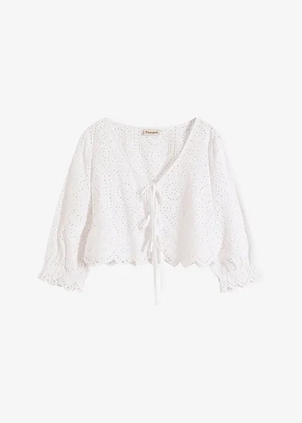 Blouse en broderie anglaise à manches bouffantes