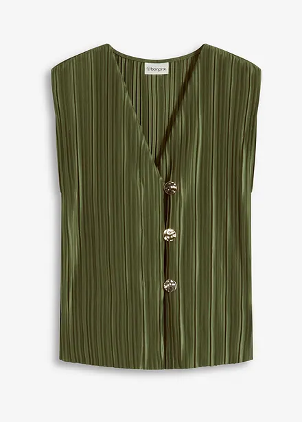 Top en jersey pliss&eacute;