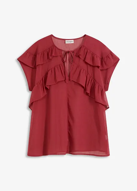 Blouse en crêpe à volants