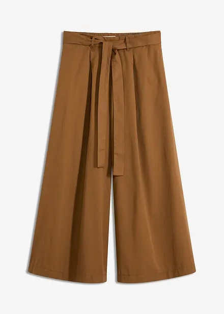 Pantalon en popeline de coton et ceinture (ens. 2 pces)