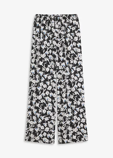 Pantalon palazzo en tissu textur&eacute;