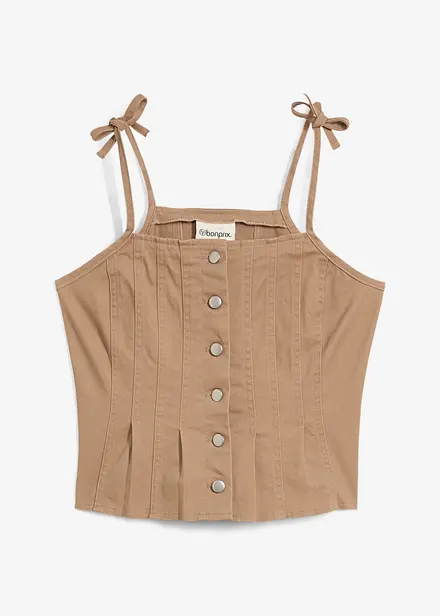 Top à fines bretelles en toile de coton extensible