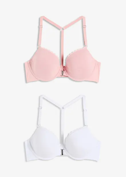 Lot de 2 soutiens-gorge coton à coques et armatures, fermeture devant