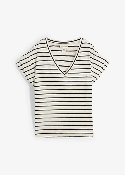 T-shirt ray&eacute; &agrave; manches volant&eacute;es