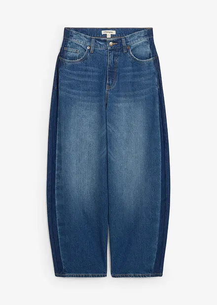 Jean barrel taille haute, cropped