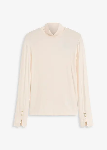 T-shirt col roulé avec boutons décoratifs