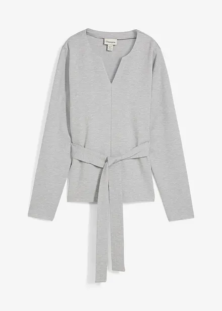 T-shirt manches longues avec lien à nouer, viscose majoritaire