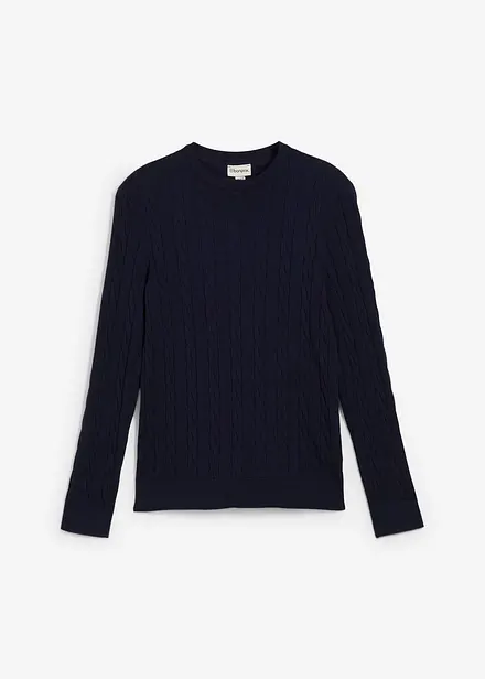 Pull en fine maille à torsades, slim