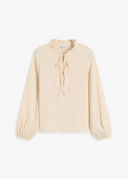 Blouse manches longues à col volanté