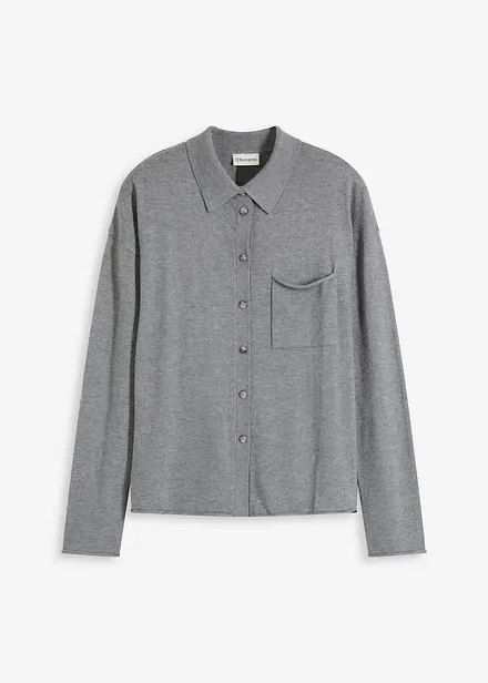 Gilet en fine maille à col chemise