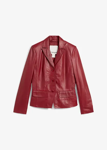 Blazer court en cuir d’agneau nappa