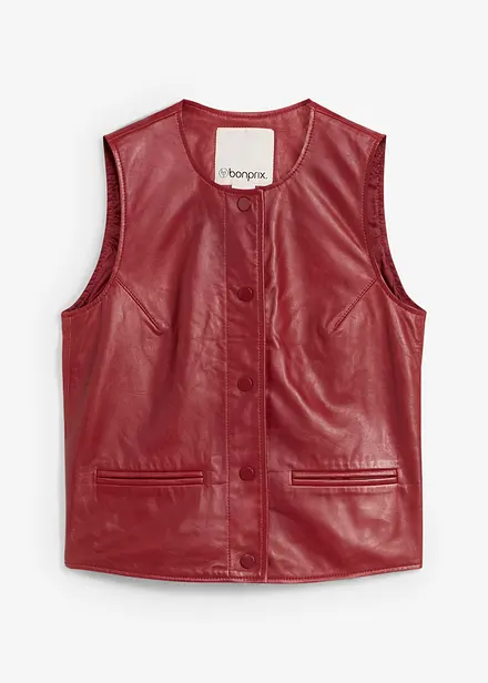 Gilet sans manches en cuir d’agneau nappa