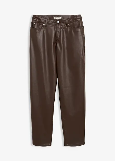 Pantalon barrel enduit, taille mi-haute