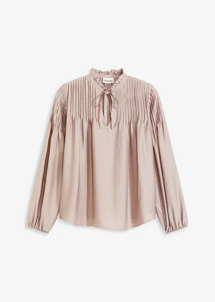 Tunique en satin brillant avec plis religieuse