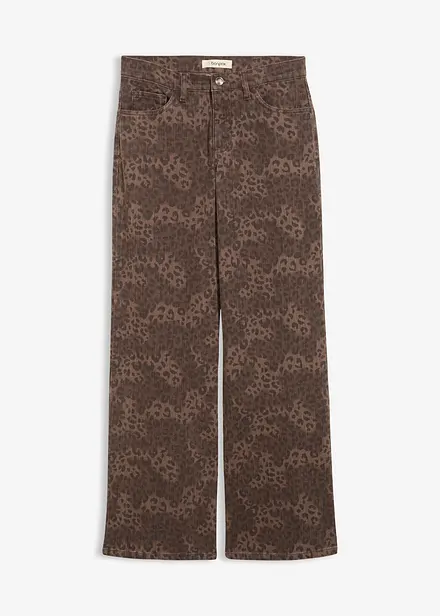 Pantalon large en twill imprimé léopard