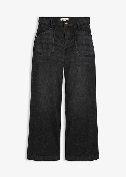 Jean large taille mi-haute avec poches plaquées