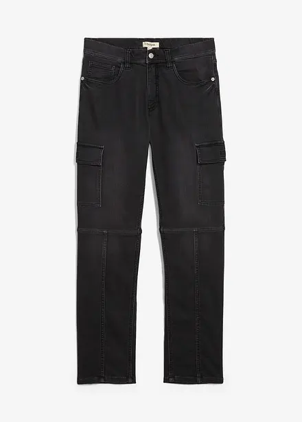 Jean cargo Regular à taille élastiquée, droit