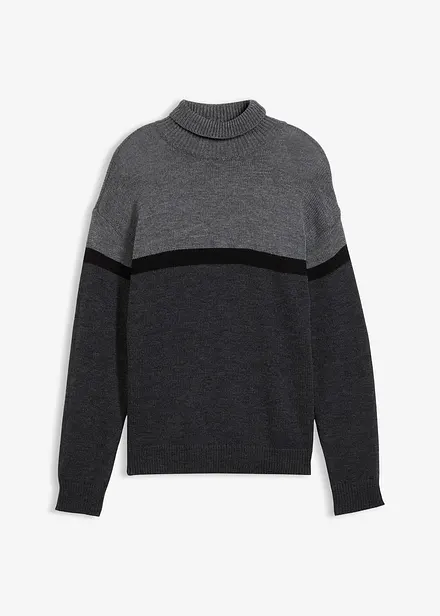 Pull col roulé style color-block