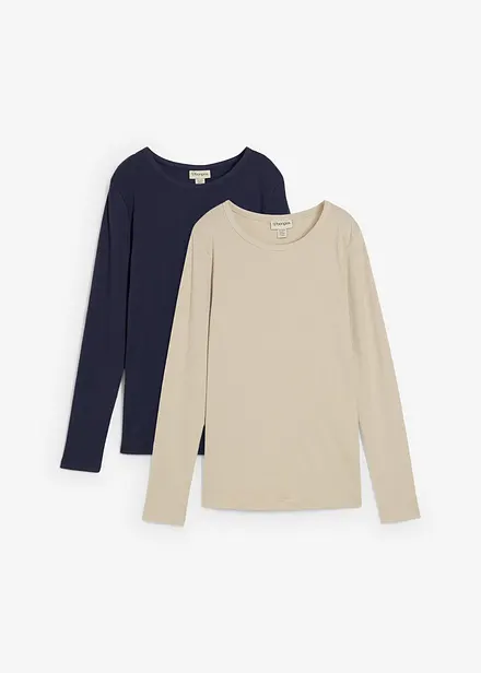 Lot de 2 T-shirts côtelés de grossesse 100% coton