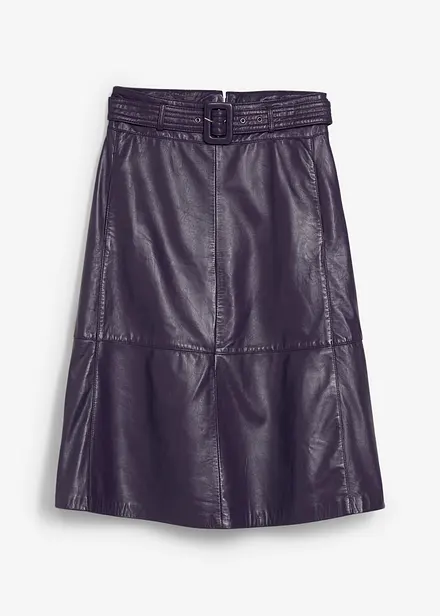 Jupe en cuir d’agneau nappa avec ceinture (ens. 2 pces)