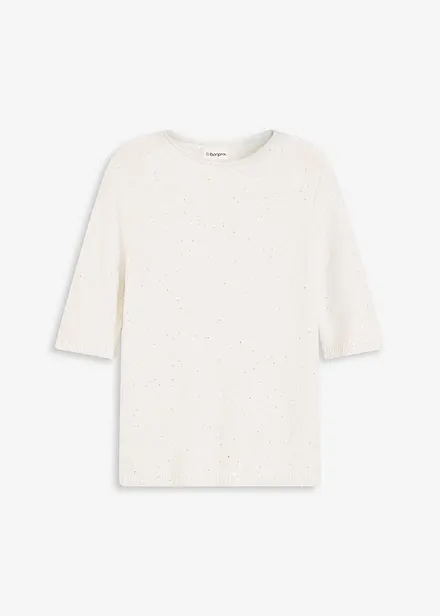 Pull manches coudes à sequins et fil brillant