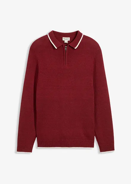 Pull col polo en coton recyclé majoritaire