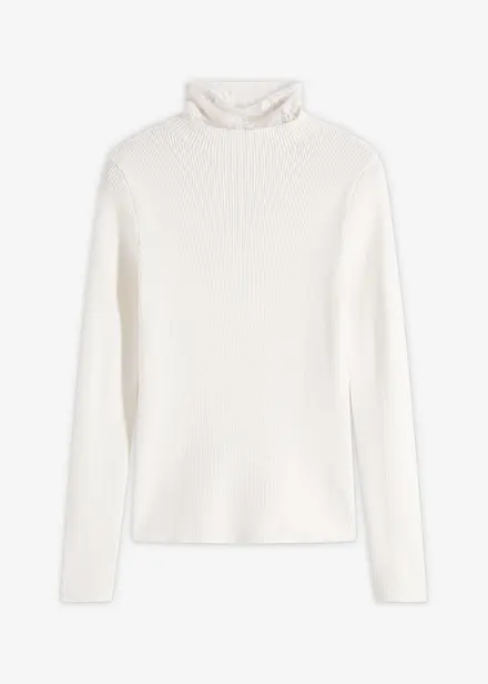 Pull côtelé en viscose mélangée fluide