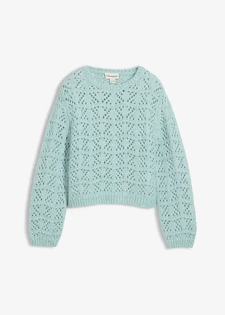 Pull en grosse maille à broderie ajourée