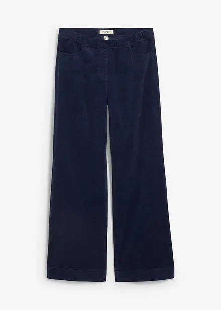 Pantalon large en velours côtelé, taille haute