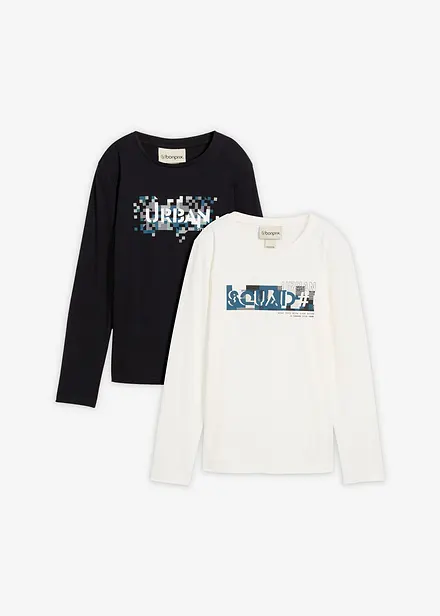 Lot de 2 T-shirts manches longues 100% coton