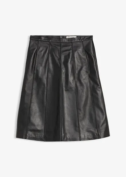 Jupe évasée en cuir d’agneau nappa