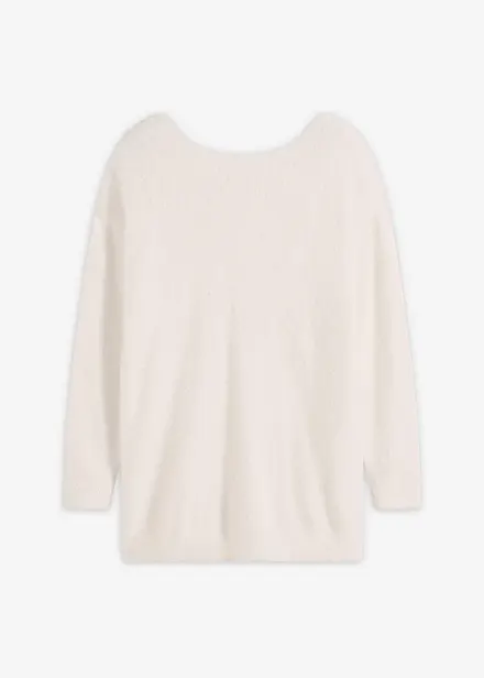 Pull long en maille poilue douce