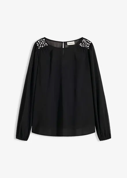 Blouse en mousseline avec strass sur les épaules