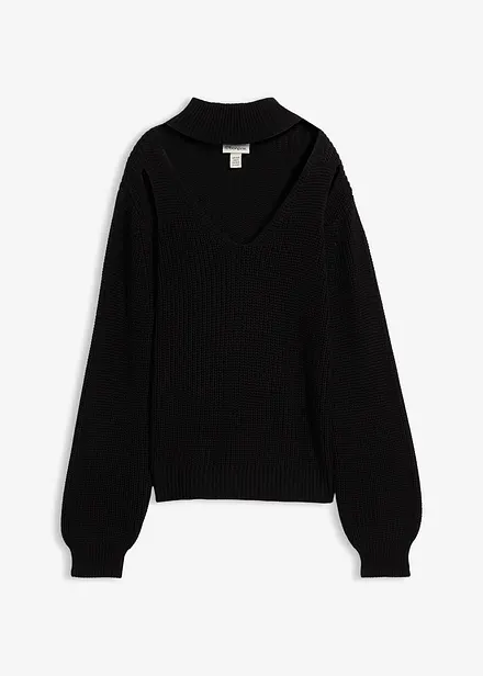 Pull en grosse maille avec découpes