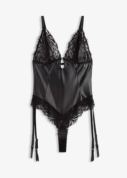 Body effet wetlook avec porte-jarretelles amovible